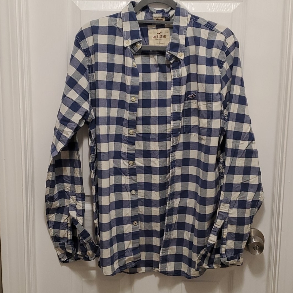 Hollister blue and white button down